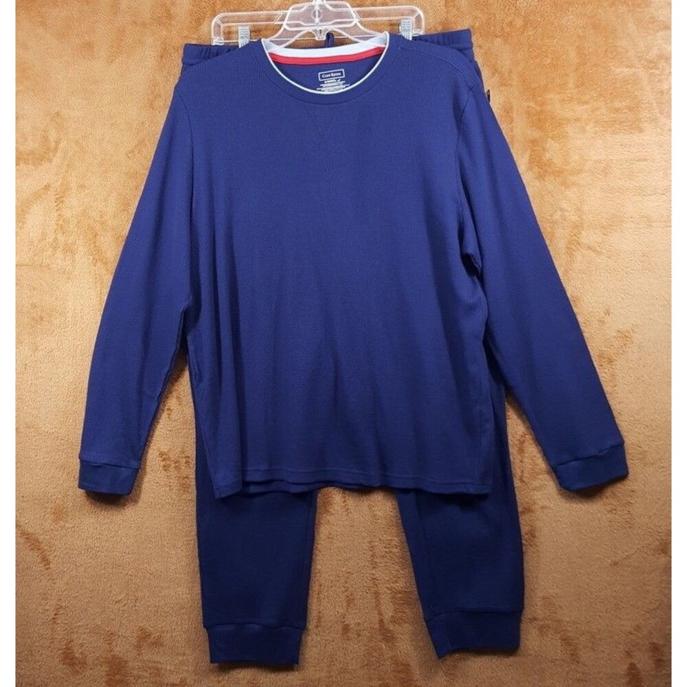CLUB ROOM Sleepwear Mens XL Blue Thermal Waffle Jogger Crew Shirt Lounge Pajama